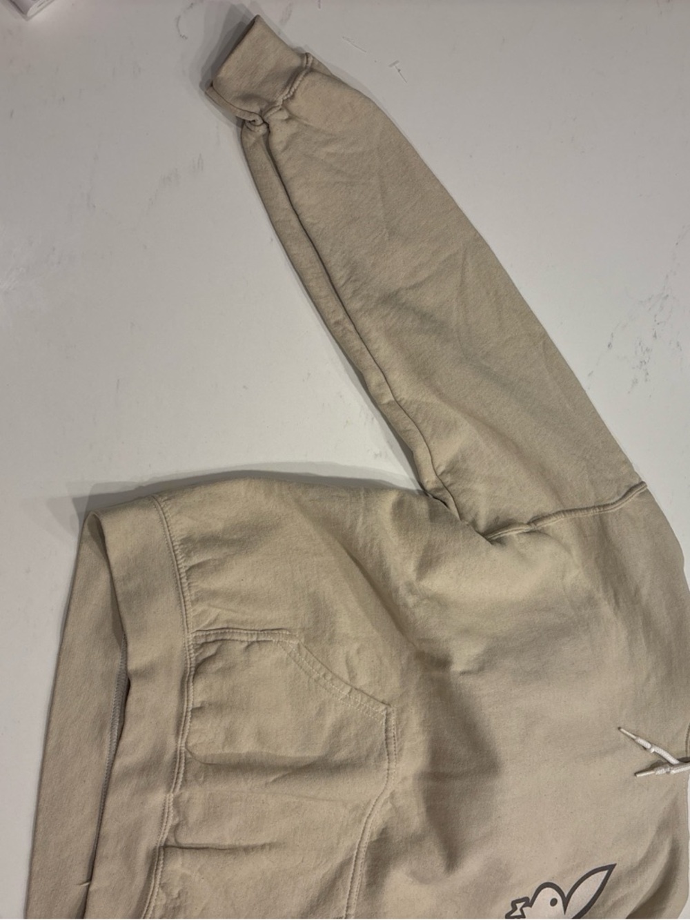 PLAYBOY Tan Bunny Logo Pullover Hoodie - Picture 2 of 7